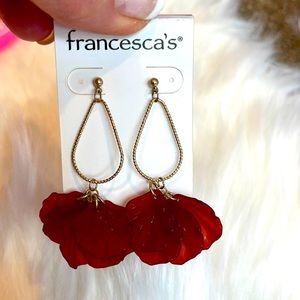 New Francesca red flower gold earrings dangle